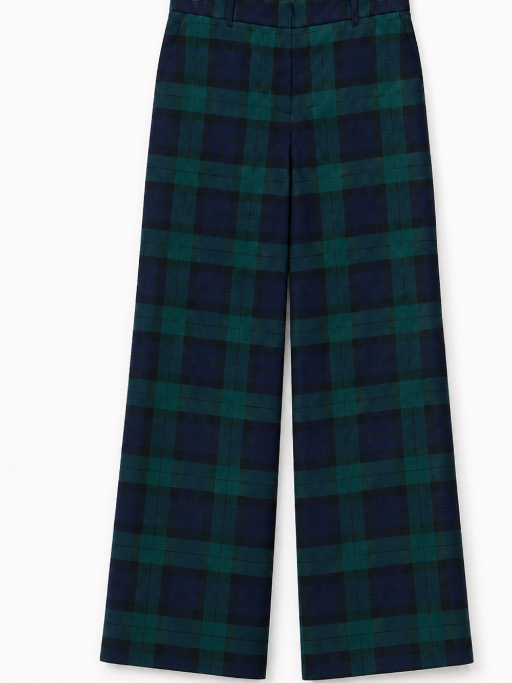 Ann Taylor Green & Navy Rainforest Plaid Wide-Leg Pants 6